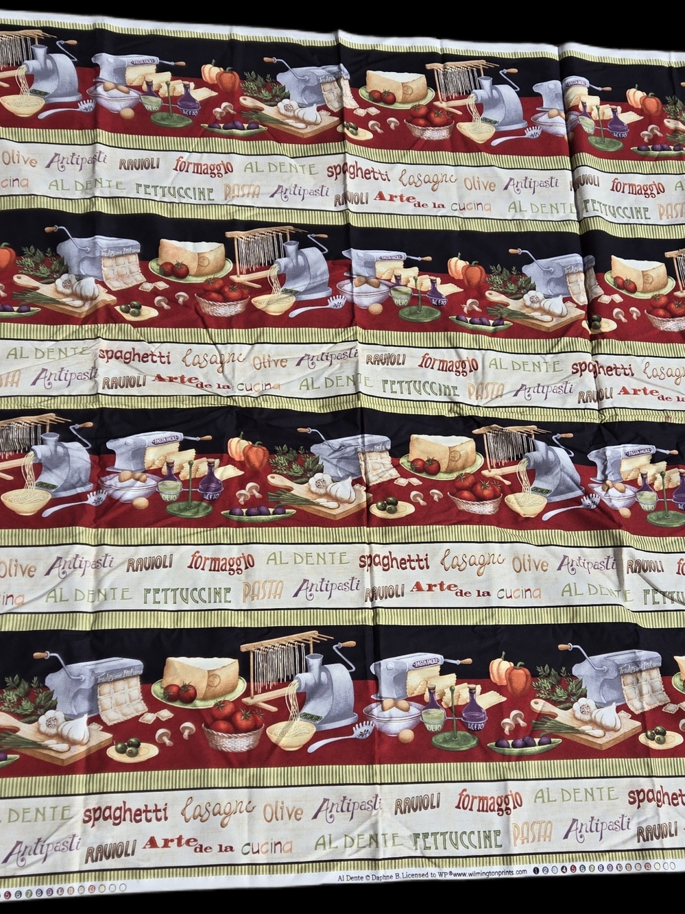 Wilmington Prints Al Dente Italian Pasta Fabric 48x44 Kitchen Cotton